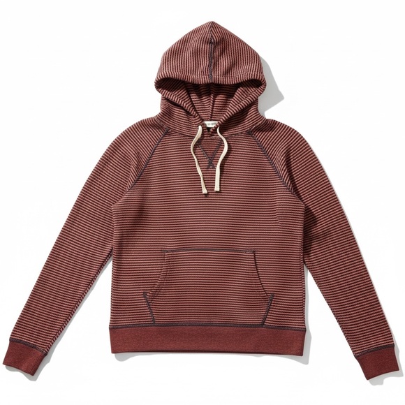 J. Crew Red and Navy Striped Hoodie. - Picture 3 of 8